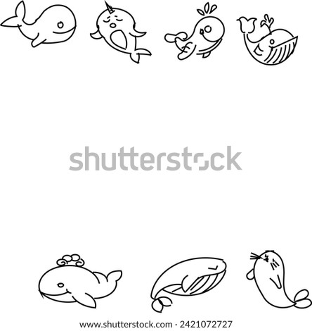 Vector set of marine life Fish and wild marine animals isolated on white background. Sea life.Dolphins