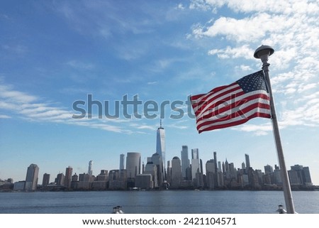 USA flag in NYC. American Memorial, Veteran's, 4th of July, Independence, Labor, Patriots, President Day. New York City, Manhattan view.