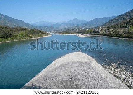 World Heritage, Fish Mouth Levee of Dujiangyan ancient irrigation system in Sichuan, China Royalty-Free Stock Photo #2421129285