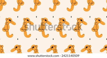 Seamless pattern with seahorse balloons. Bright colorful repeating elements. Stock illustration. Vector seamless pattern of cute cartoon bubble animal in color.