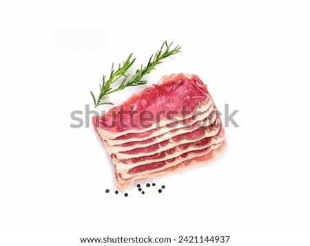 Prime Cut Elegance. Succulent Meat with Rosemary - A Culinary Elegance, A Tempting Glimpse of Gourmet Perfection on a Clean Canvas of White.