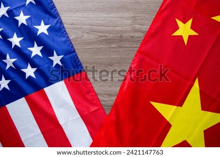 Flag of USA and Flag of China