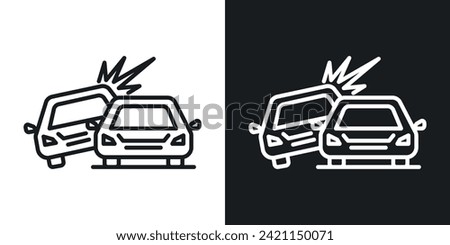 Car crash icon designed in a line style on white background.