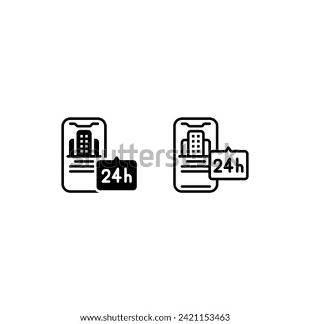 24 hour hospital icon and illustration - vector