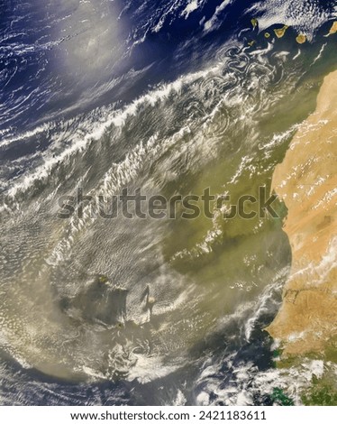 Dust storm off West Africa. Dust storm off West Africa. Elements of this image furnished by NASA.