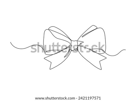 ribbon bow in continuous line art drawing. Elegant minimal line stroke style. Vector illustration