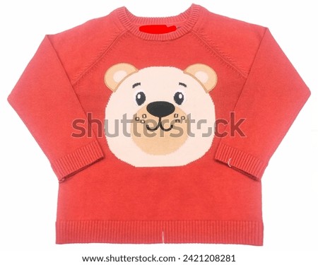 Bunny Knitted Sweater, Kawaii Sweater, Cute Cartoon Rabbit Sweatshirt, Oversized Pullover, Top view.
