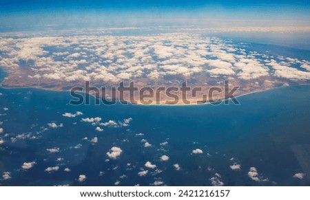 flying over the Horn of Africa and the Gulf of Aden Royalty-Free Stock Photo #2421216157