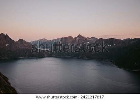 Summer sunset at Segla, Senja Norway Royalty-Free Stock Photo #2421217817