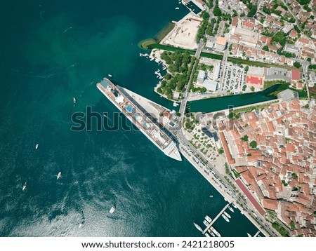 Coastal Intersection: Aerial View of Port and Old Town Royalty-Free Stock Photo #2421218005