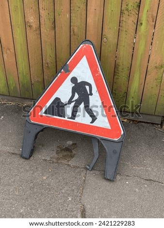 Work site sign on the street
