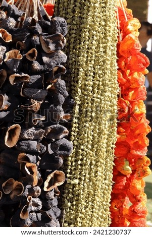 Sale of dried vegetables in the markets of Turkey