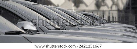 A lot of same white SUV cars in a rows. new modern or Used car sales. long perspective, Line of motor auto engine. Cars For Sale Stock Lot Row. Car Dealer Inventory. cars dealership place automaker 
 Royalty-Free Stock Photo #2421251667