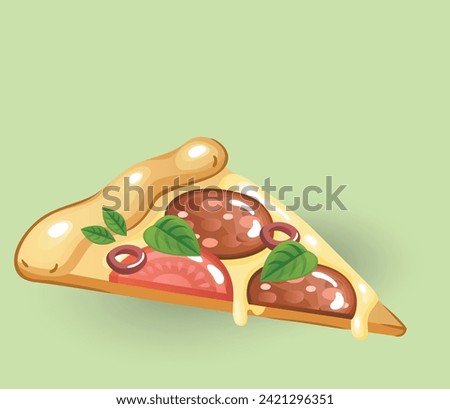 illustration of a slice of pizza with a simple and elegant concept