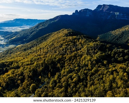 Autumn landscape in Puigsacalm Peak, La Garrotxa, Spain.