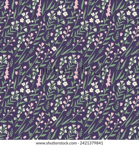Seamless ditsy floral vector pattern