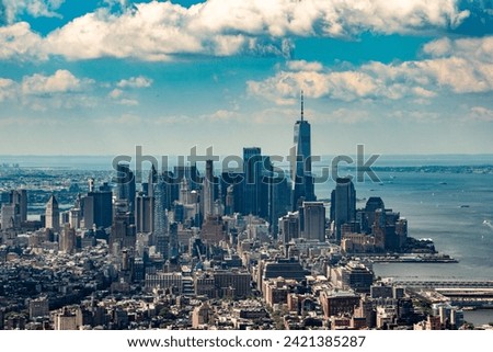 View of the city of Manhattan from the window of a skyscraper