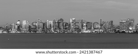Black and white skyline  of San Diego 2