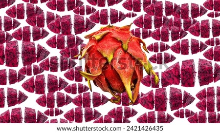 red dragon fruit wallpaper with isolated white background, Red dragon fruit (Pitaya)