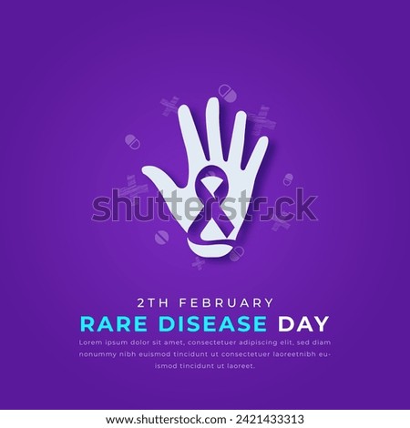 Rare Disease Day Paper cut style Vector Design Illustration for Background, Poster, Banner, Advertising, Greeting Card Royalty-Free Stock Photo #2421433313