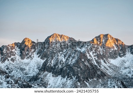 Mountains in the Pyrenees from the Grandvalira ski resort in Andorra.