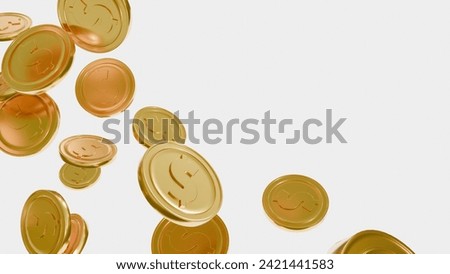 usd coins,gold coins on isolate white background,digital wallet,empty copy space,Isolate background.3D rendering illustration.