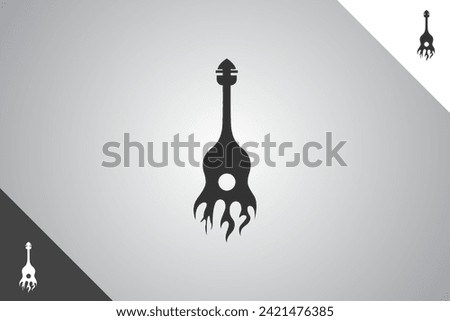 Guitar logo. Minimal and modern logotype. Perfect logo for business related to band, musicians and singers industry. Isolated background. Vector eps 10.
