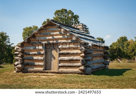 Historic Cabins at Valley Forge National Historical Park, Revolutionary War encampment, northwest of Philadelphia, in Pennsylvania, USA Royalty-Free Stock Photo #2421497653