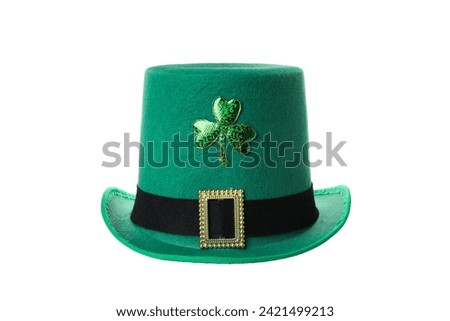 PNG, Green hat with clover, isolated on white background Royalty-Free Stock Photo #2421499213