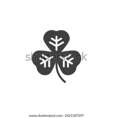 Three leaf clover vector icon. filled flat sign for mobile concept and web design. Shamrock flower glyph icon. Symbol, logo illustration. Vector graphics