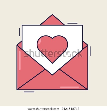 Envelope with heart icon. Vector illustration in flat style