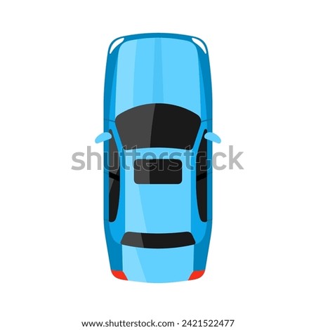 Blue car top view vector illustration