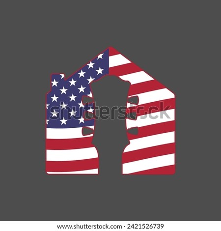 guitar and american flag symbol logo icon. guitar head symbol. headstock logo