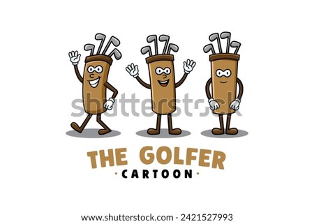 golf bag cartoon character illustration for golf champion and sport 
