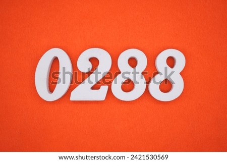 Orange felt is the background. The numbers 0288 are made from white painted wood.
