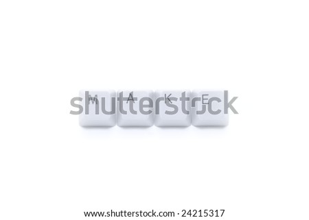 MAKE caption by keyboard keys isolated on white background