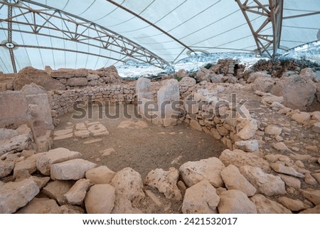 Mnajdra Megalithic Religious Site - Malta Royalty-Free Stock Photo #2421532017