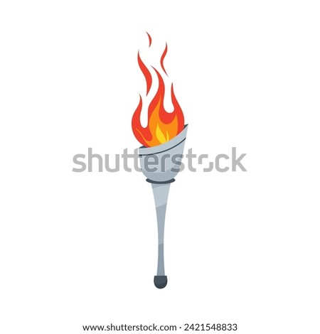 Olympic flame. Torch with fire in flat style on a white background. Sports, Olympics.