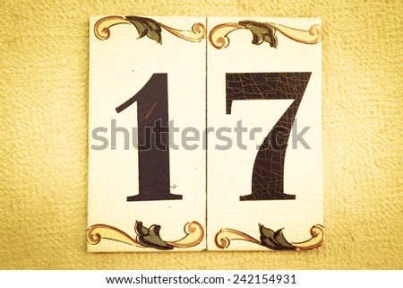 house number seventeen on the traditional Portuguese glazed tile