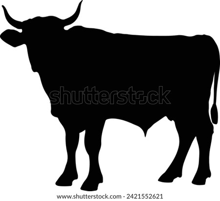 Cow Silhouette illustration Vector White Background