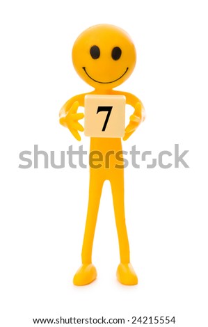 Smiley  holding the number isolated on white