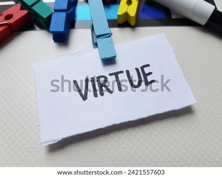 Virtue writting on white background.