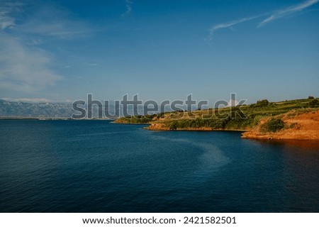 Beautiful landscape of Croatia, Croatia coast, blue water of adriatic sea with shoreline.