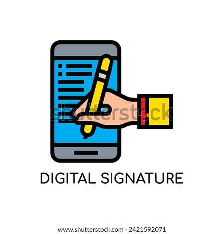 Digital Signature Line Icon stock illustration.
