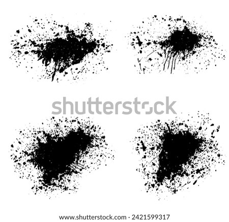 black and white grunge splatter background, a set of black ink circles brush stroke bundle on a white background,black and white icons set,