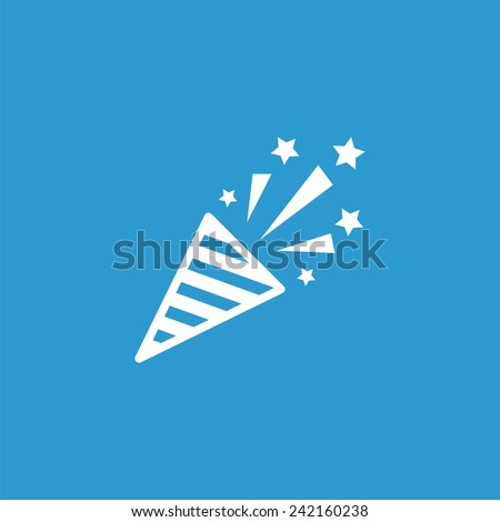 firecracker icon, isolated, white on the blue background. Exclusive Symbols 