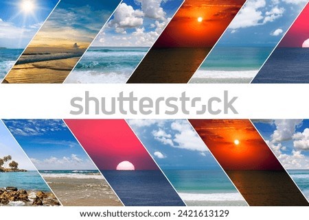 Photo collage with tropical seascapes. There is free space for text.