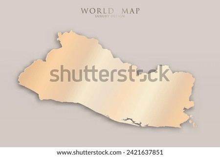 El Salvador Map - World map International vector template with 3D, gold luxury design including shadow on bright background for design, education, website, infographic - Vector illustration eps 10