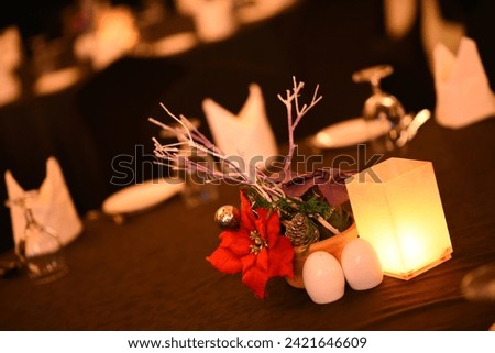 Table deco with a candle lamp