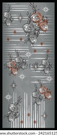 digital textile design flowers and leaves for fabric pattern printings